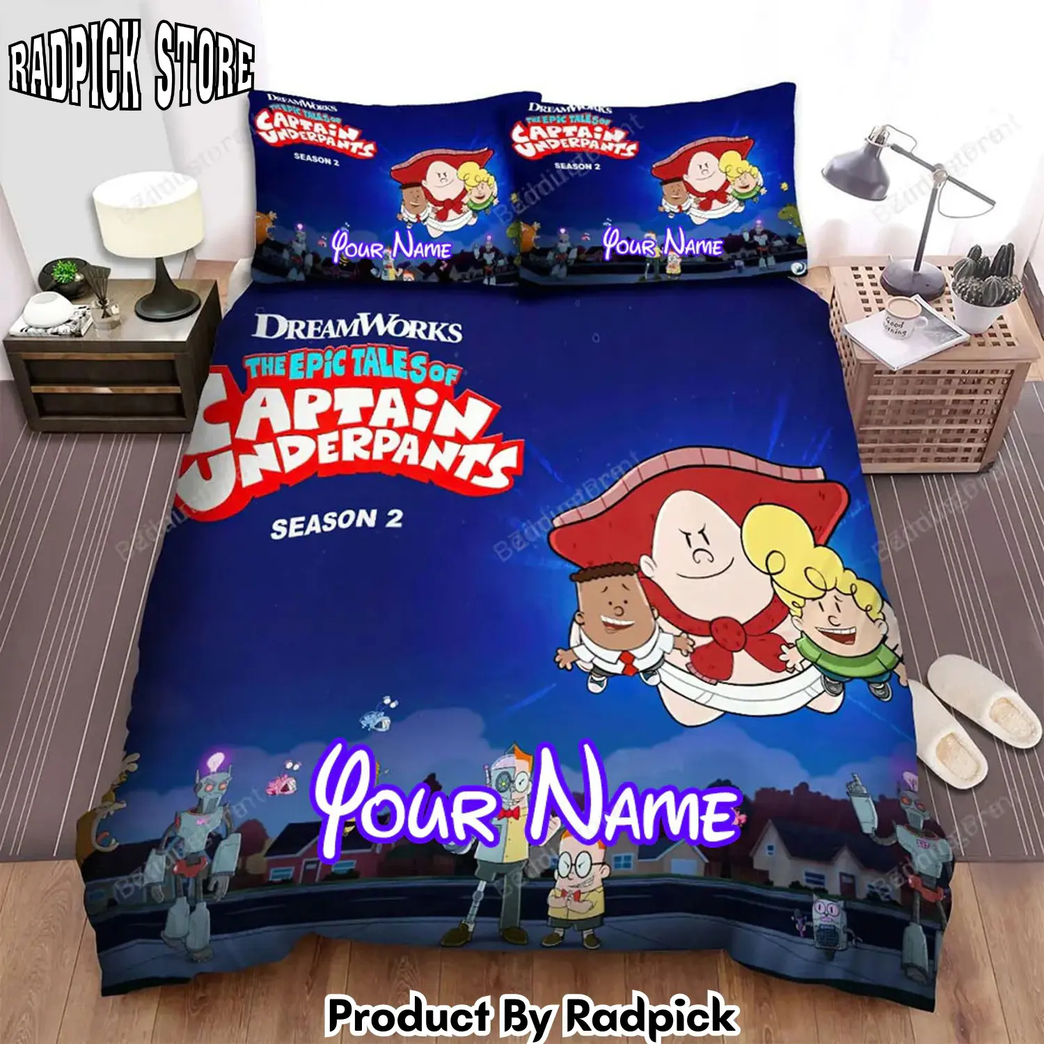 Radpick the epic tales of captain underpants season 2 poster bed sheets spread duvet cover personalized name bedding sets rp3271290
